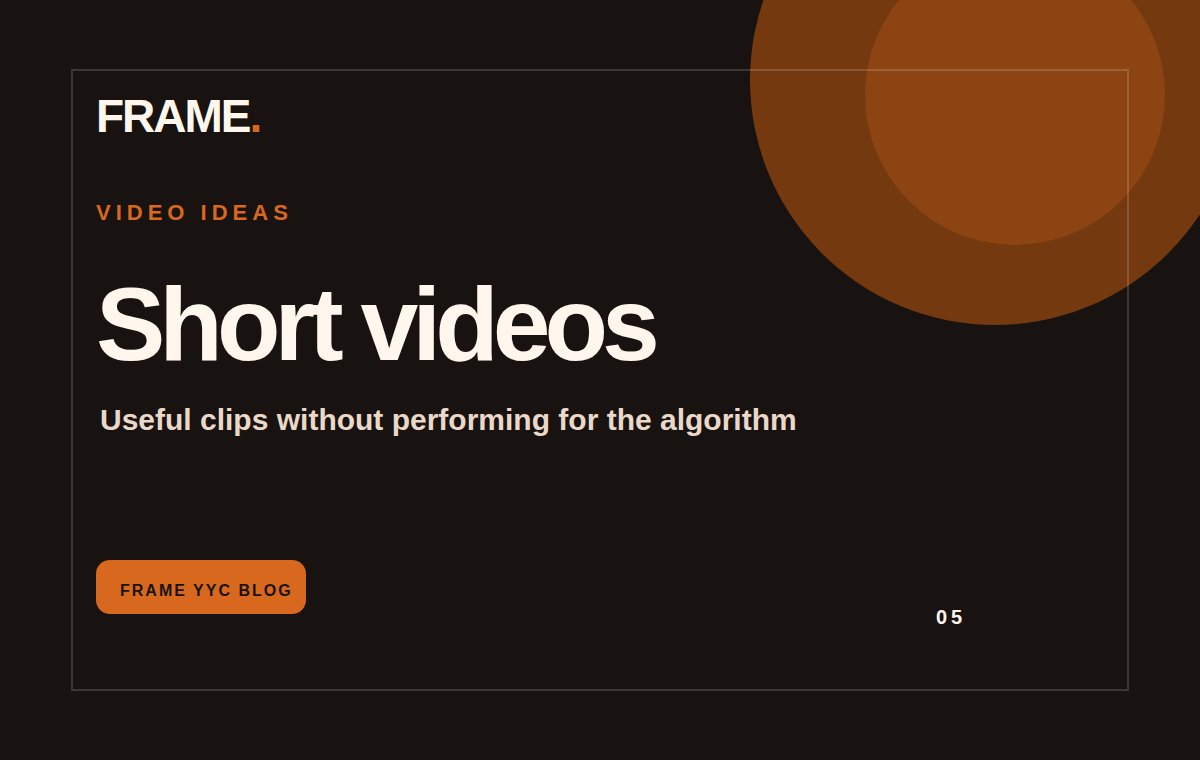 FRAME YYC blog cover for short video ideas without performing