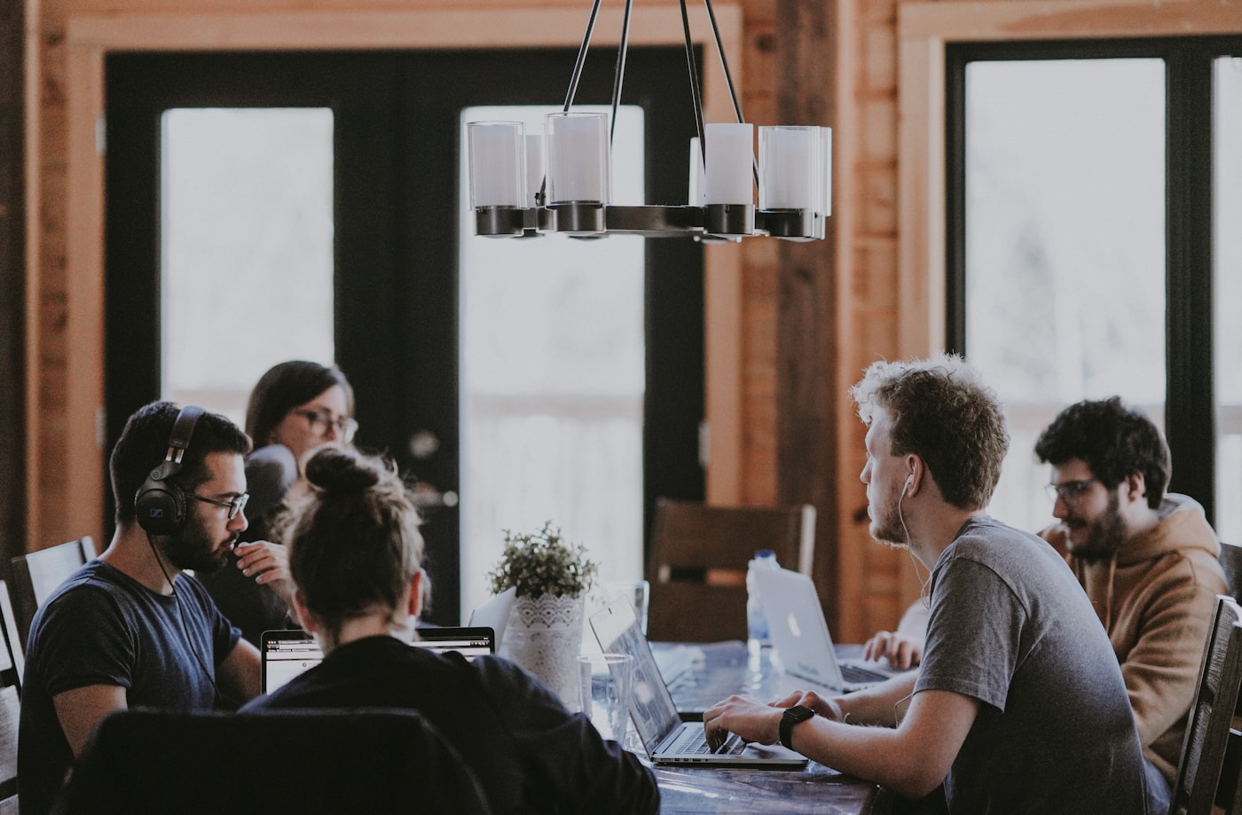 Small team planning monthly content priorities together